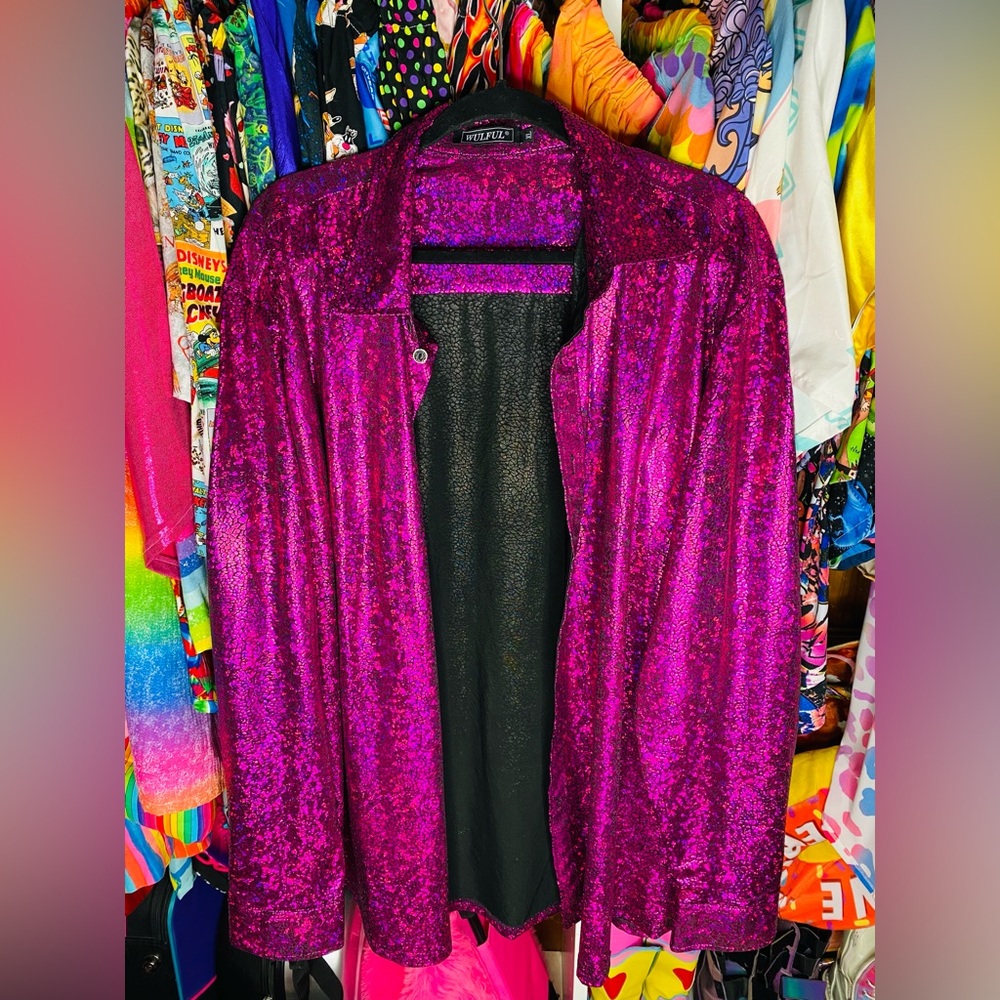 Pink sparkly jacket/button top